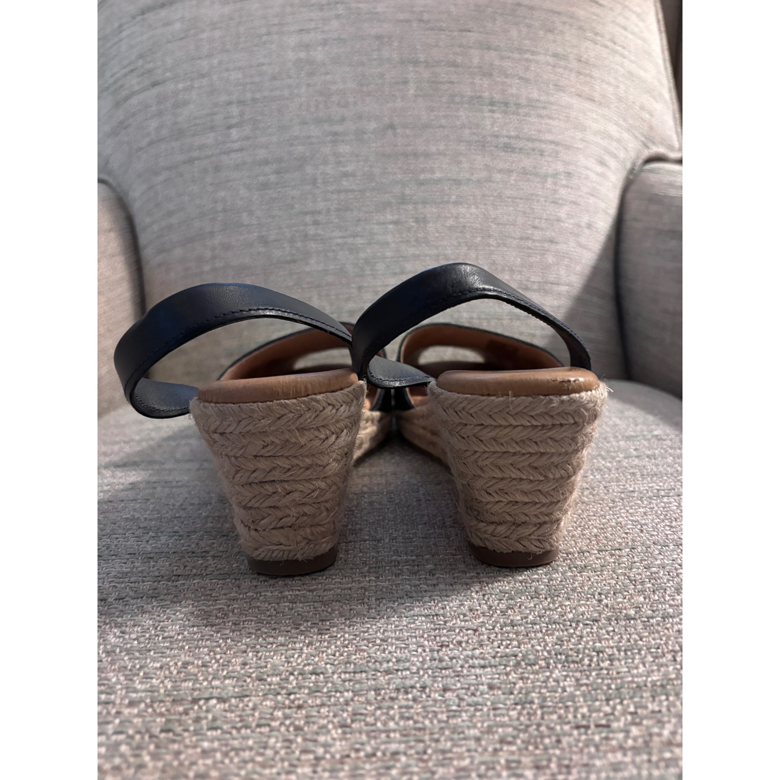 The Spanish Sandal Co Navy Leather Espadrille Wedge Sandals Slingback Size 39 — image 6 of 8